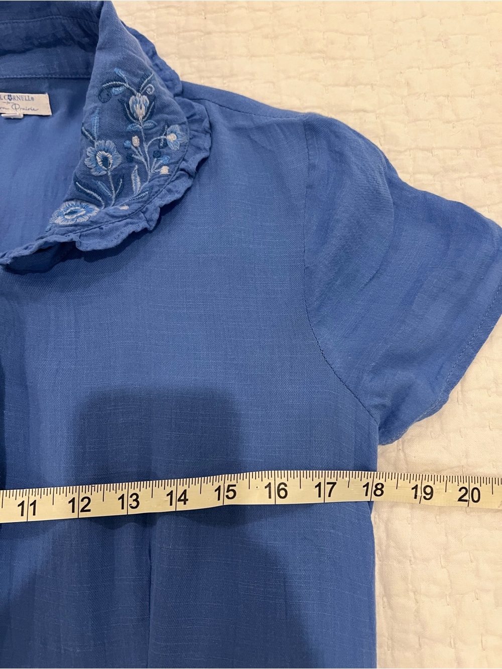 April Cornell Modern Prairie Dress Medium Blue Embroidered Button Front Cottage - Picture 12 of 14